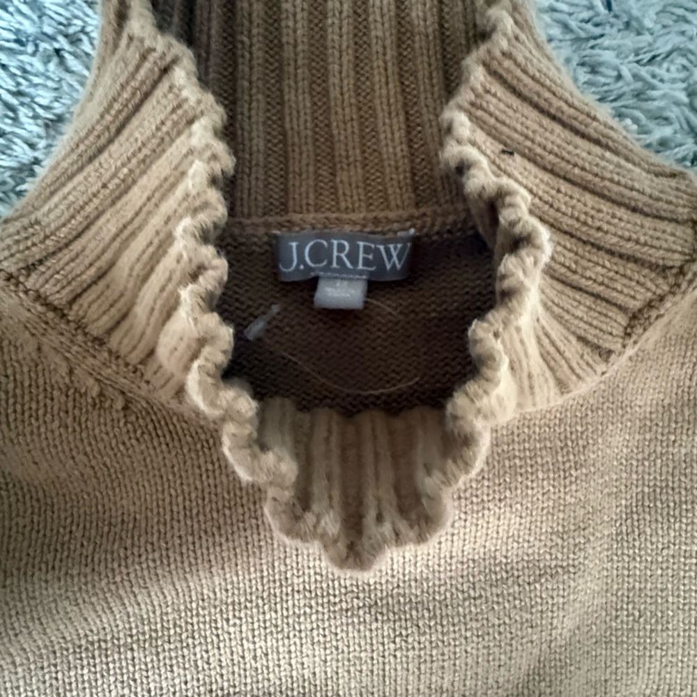 J. Crew Camel Mock Neck Knit Sweater 100% cotton